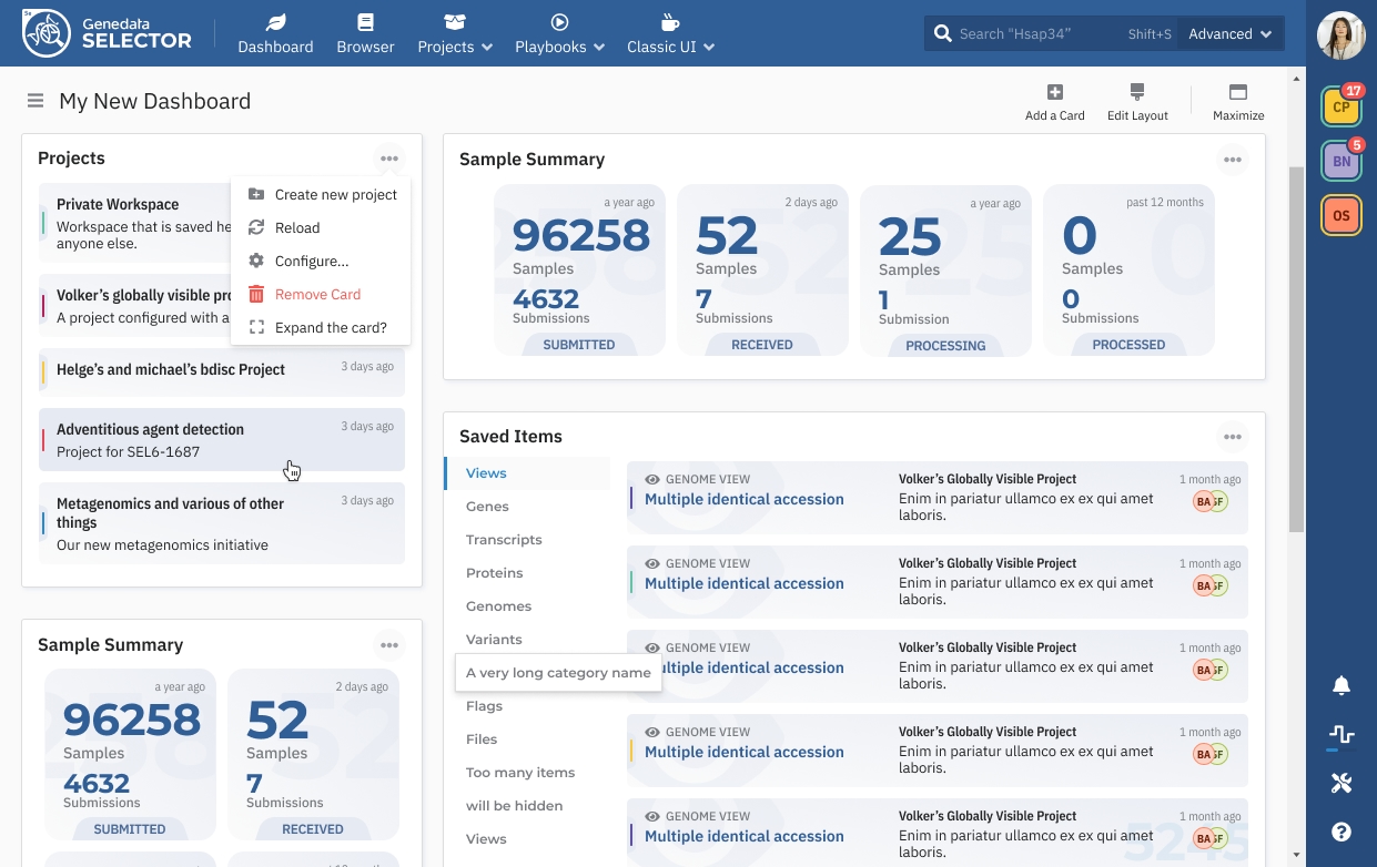 Genedata Selector dashboard